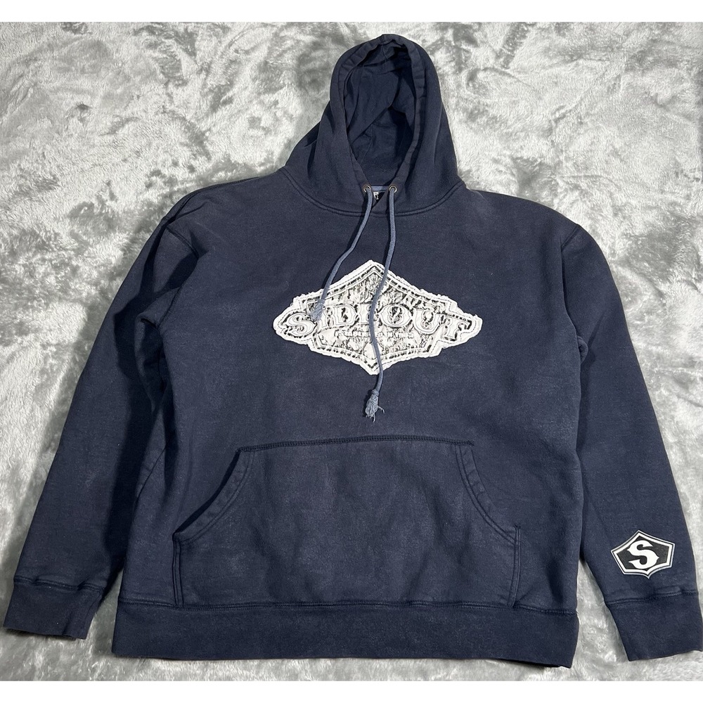 Sideout Hoodie Size Medium Y2K Skater Surf Navy Blue Faded